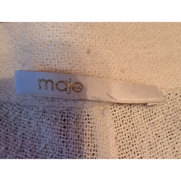 Maje Pants Tweed effect High Waist Wide Leg Tweed Trousers with Purple Stripe - Picture 10 of 13